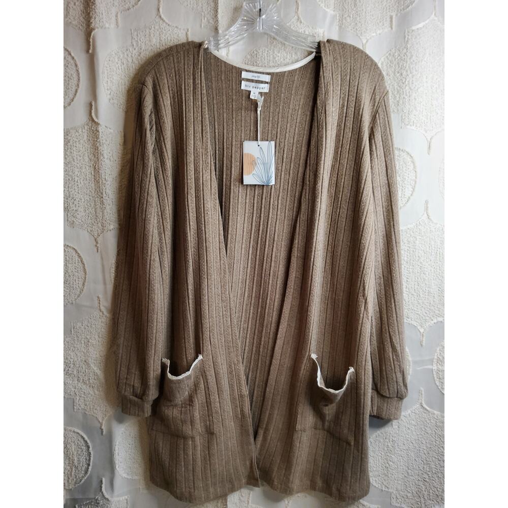 #312 Brand New Blu Pepper Cozy Life Lounge Mocha Cardigan w/ Pockets Size M
